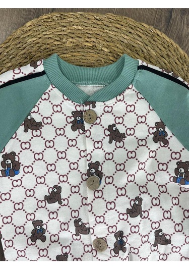 Panda Baskılı Relaxed Eşofman Takımı Açık Yeşil