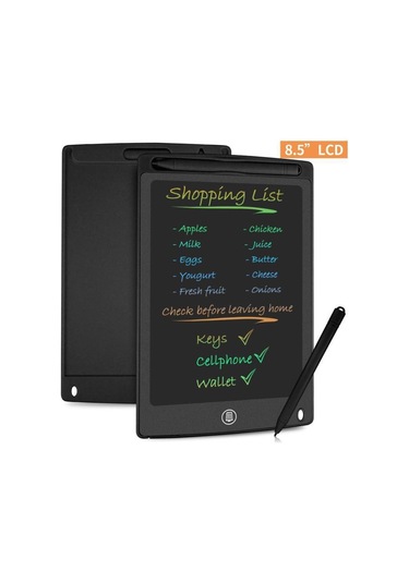 Mufunye Lcd Yazı Tahtası 8.5 Tek / 10 İnç / 12 İnç Lcd Çocuk Küçük Çizim Tahtası Not Taslak Yazı Tahtası Hediye 8.5" Siyah Monokrom Çok Renkli