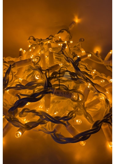 2 Metre Saçak Led 144 Ledli 16 Saçaklı Eklenebilir Ip65 Dış Mekan Sarı Amber Dekoratif Led Işık Yılbaşı Süsü Amber