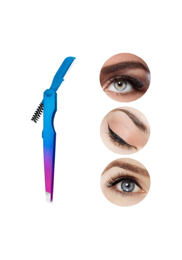 Homyl Kaş Cımbızı Paslanmaz Alet 4mm Düz Uçlu Cımbız Çok Mavi Mor