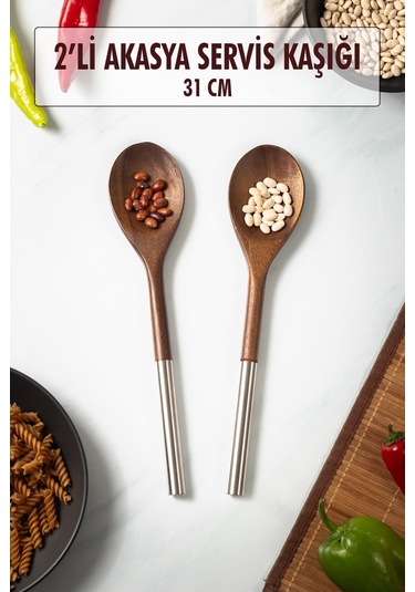 Akasya 2 Li Servis Kaşığı & Sunum Kaşığı & Salata Servis Seti &