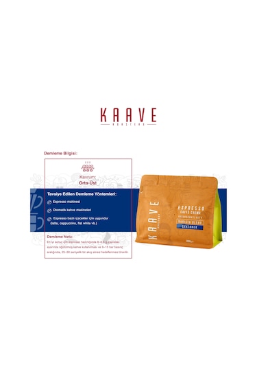 Kaave Roastery Caffe Crema Espresso Çekirdek Kahve 250 G