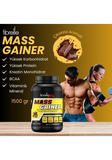 Fibrelle Mass Gainer Çikolata Aromalı 1500 G Karbonhidrat Tozu Çikolata