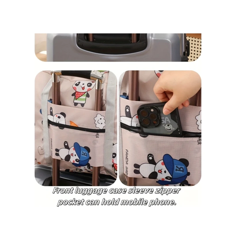 Chuangyinshop Panda Desenli Büyük Kapasiteli Katlanır Omuz Çantası Seyahat Depolama Panda Deseni