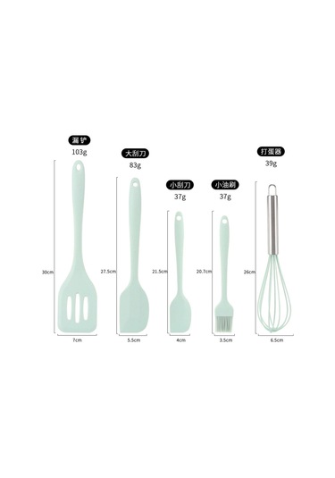 Yeşil Jankng 5 Adet Mutfak Eşyası Seti Silikon Yapışmaz Pişirme Alet Takımı Spatula Tencere Pişirme Gereçler Mutfak Aksesuarları Araçları
