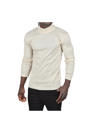 Deepsea Erkek Bej Yarım Balıkçı Yaka Tüylenmeyen İnce Triko Kazak 2505502 Bej