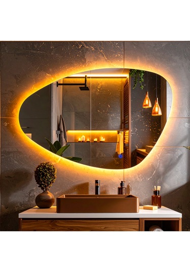 Luce Amber Led'li Lavabo & Banyo Aynası Dokunmatik Sensörlü 70 X 45 Turuncu