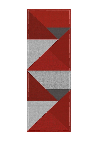 Kırmızı Geometrik Desenli Premium Masa Örtüsü Runner Rnr605