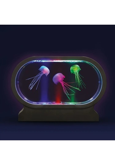 Honeybeeshop Yıllık Yeni Led Oval Sulu Denizanası Lambası Çok Renkli 1 Bilgisayar Simülasyon Sulu Denizanası Tankı Atmosfer Gece Lambası Çok Renkli