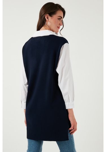 Lela Modest Standart Fit Gömlek Yaka Tesettür Triko Bayan Tunik 4612148 Lacivert Lela Modest Standart Fit Gömlek Yaka Tesettür Triko Bayan Tunik 4612148 Lacivert