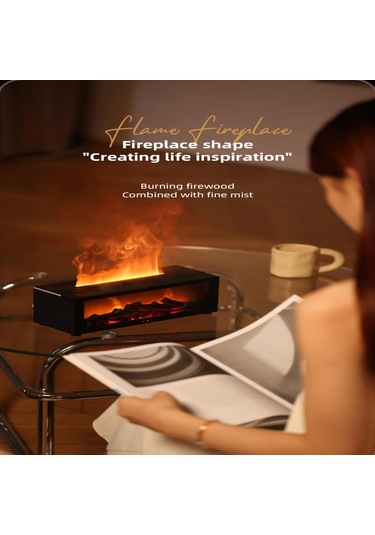 Renk Alev Eseri Yağ Difüzör, Şömine Simülasyon Alev 7 Değişen Renkler Aroma Difüzör Nemlendirici Yatak Odası İçin Uzaktan Kumanda Ev Ofis Yoga Meditasyonu Beyaz