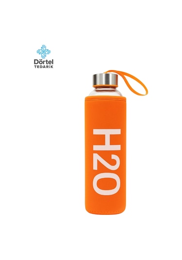 Deri Kılıflı Cam Matara 750 Ml Turuncu