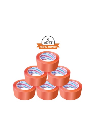 Nuga Bant 45x100 Turuncu Renkli - 6 Adet Hotmelt Koli Bandı