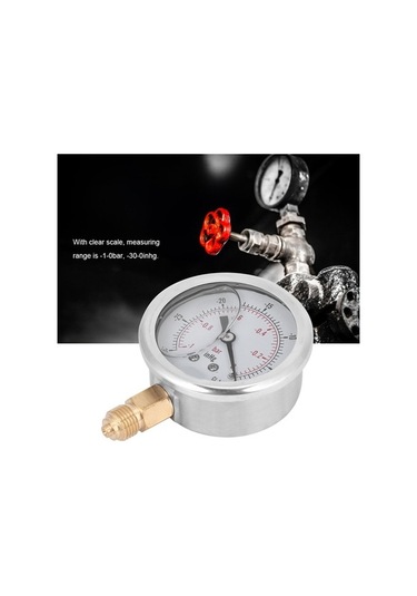 Besthome1 Y60 Radyal Vakum Manometre, -1-0bar, 1/4 Bsp, Petrol-metalurji İçin, Dayanıklı Çelik-bakır