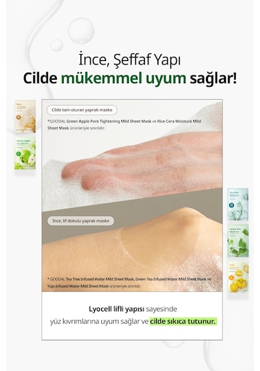 Hassas Ciltlere Özel Yeşil Çay İçeren Yaprak Maske Goodal Green Tea Infused Water Mild Sheet Mask