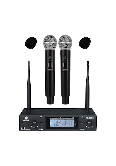 Rennes Rm-900ee Uhf 2x100 Kanal Çiftli Kablosuz El Mikrofonu Çift Anten Lcd Ekran