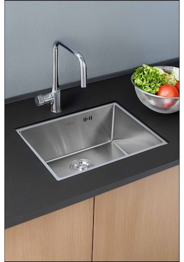 Dysnox Luna Serisi %100 Krom 60 x 45 CM Paslanmaz Mutfak Eviye Sifon Dahil Gümüş