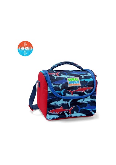 Coral High Kids Lacivert Kırmızı Köpek Balığı Desenli Thermo Beslenme Çantası 11718