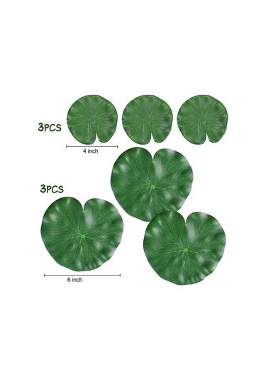 Yaozixa 6 Adet Plastik Simülasyon Lotus Yaprağı - 3 Adet 10cm + 3 Adet 15cm - Havuz Akvaryum Bahçe Dekorasyonu - Su Üstünde Yüzen Canlı Görünüm