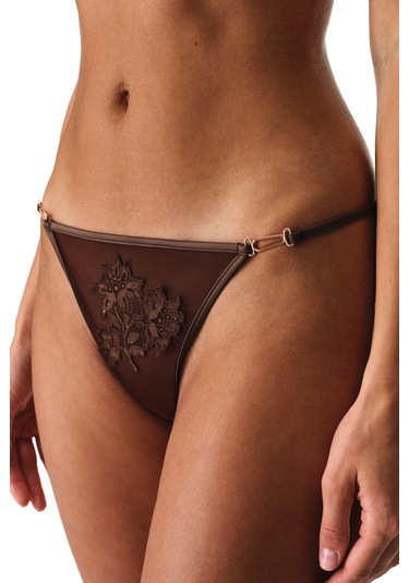 Penti Kahverengi Broderie String Külot Bbw