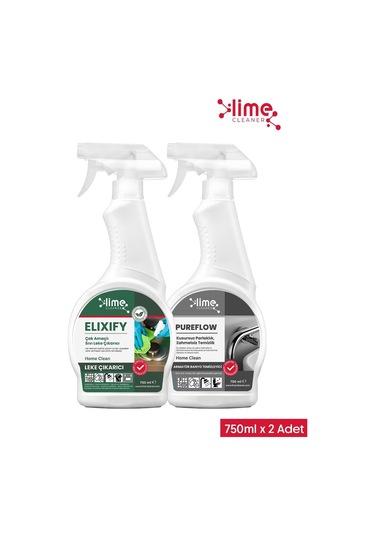 Lime Cleaner Elixify Ultra Güçlü Sıvı Leke Çıkarıcı & Pureflow Banyo Armatür Temizleyici 2'li