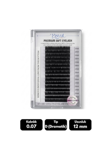 Misyul 0.07d Dramatik Kıvrım 12 Mm Soft Eyelash Doğal İpek Kirpik 16'lı