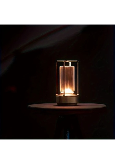 Honeybeeshop 1 Adet Gümüş Şarj Edilebilir Kristal Masa Lambası 2000mah Led Vintage Kablosuz Işık İç Dış Mekan Kamp Dekorasyon
