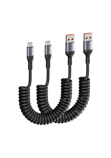 Honmex 2 Adet Siyah 66w Carplay Destekli Usb-a To Usb-c Geri Çekilebilir Çelik Kablosu - Hızlı Şarj Ve Veri Transferi - Araç, Ev, Ofis Kullanıma Uygun