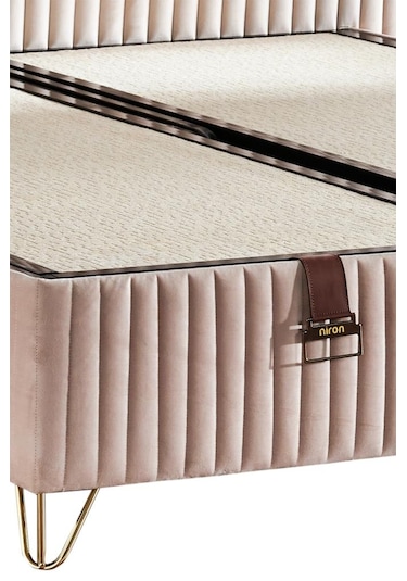 Line Visco Lüks Yatak Baza Ve Başlık Seti 180x200 Cm Çift Kişilik Yatak, Baza Ve Başlık Takımı Krem