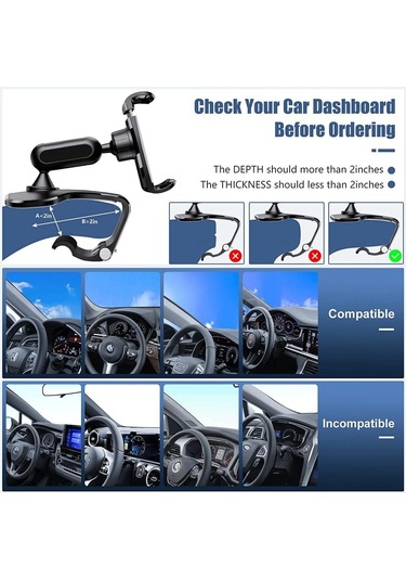 Araç 360 Derece Döndürme Dashboard Cep Telefonu Tutucu Araba İçin Sabitleme Kıskacı Standı 4 İla 7 Inç Akıllı Telefonlar İçin Uygun