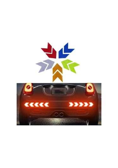 Turuncu 10 Adet Ok Yansıtıcı Yapışkan Bant Etiket Çıkartması Güvenlik Dikkat Uyarı Yansıtıcı Bant Kamyon Motosiklet Bisiklet Kalıplama