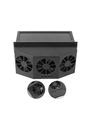 Solar Enerji İle Şarj Edilebilen Araba Fanı - Siyah