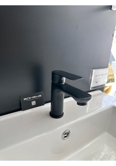 Boheme Fleko Lavabo Bataryası Siyah Renk Pirinç Döküm Siyah