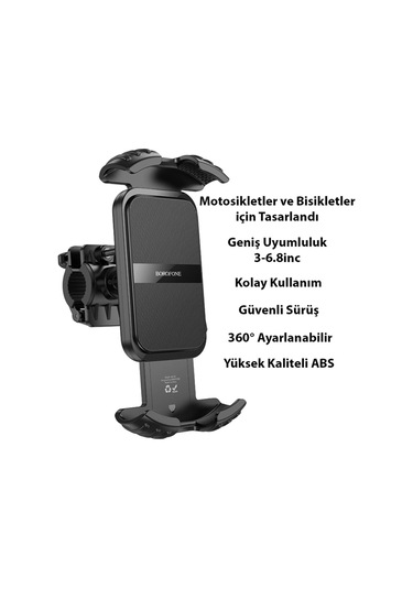 Borofone Bh105 Crown Gidon Bağlantılı Bisiklet Ve Motosiklet Telefon Tutucu Sıyah Çok Renkli