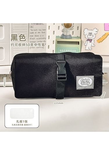 Geniş Kapasiteli, Dayanıklı Ve Şık Öğrenci Kalem Kutusu, Okul Ve Ofis Kırtasiye Malzemeleri İçin Pratik Kalem Çantası Siyah