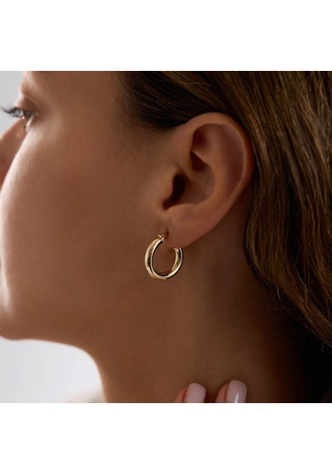 14k Altın Halka Küpe 3 Mm 1.5 Cm T14306 Renkli