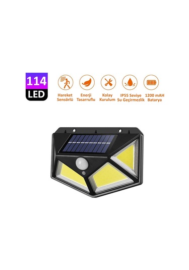 Technojet 114 Ledli 3 Modlu Cob Solar Güneş Enerjili Bahçe  Aydınl