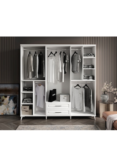 Gözde 6 Kapaklı Komple Mdf Beyaz Yatak Odası