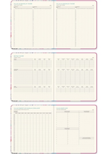 2026 Dikey Haftalık Ajanda 12 Aylık Sert Kapak 18x20 Cm - Çok Renkli Sketch