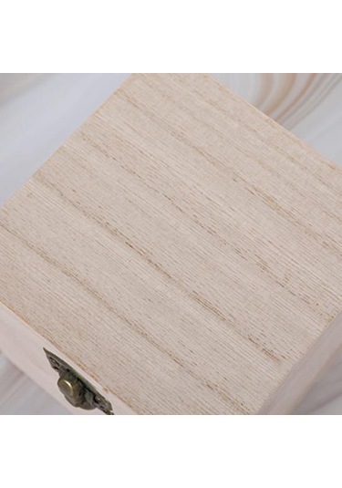 Depolama Tutucu Retro Tarzı Kapaklı Tasarım Kare Şekilli Ahşap Vintage Takı Küçük Öğeler İçin Saklama Kutusu Natural