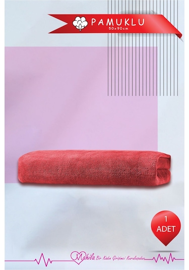 1 Adet 50x90 Pamuk Havlu, Premium Havlu, Spor Havlusu, Fitness Havlusu, Berber Kuaför Havlusu Kırmızı