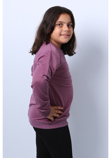 Kız Çocuk Sweat Ribanalı Cepli C43 Mor
