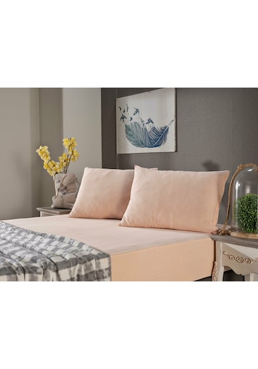 Doqu Home Penye Çarşaf Takımı Tek Kişilik  Somon