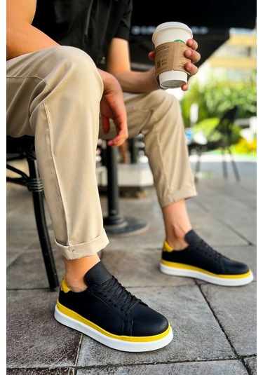 Ch979 - Santoni Gbt Spor Erkek Ayakkabı Sıyah/sarı Çok Renkli