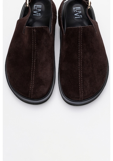 Laby Kahverengi Süet Hakiki Deri Kadın Sandalet Kahverengi