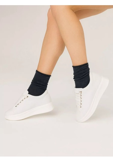 Fn Varan Kadın Tek Renkli Uzun Çorap 1 Çift 221582260 Mavi