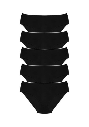 Alya Underwear  Kadın Pamuklu Hipster - Slip Külot 5 Farklı Renk 1 Pakette Siyah