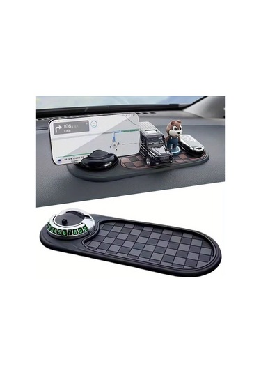 Xuweiwei A-silvery 360 Derece Dönebilir Araç Kaymaz Paspas Telefon Tutucu Ve Otopark Numaraları