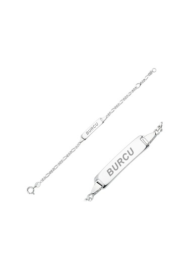 İsim Yazılı Gümüş Bebek Künye Çocuk Bileklik  Csb01