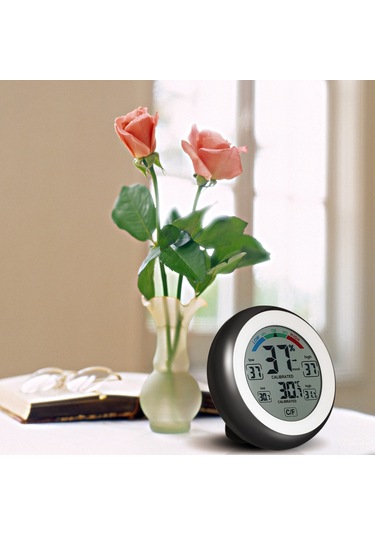 Youtek Sıcaklık Ve Nem Ölçer Cj3305f Siyah - Maksimum Minimum Değer Gösterimi, Dokunmatik Tuş, Masaüstü/duvar Kurulumu Pil Yok Siyah